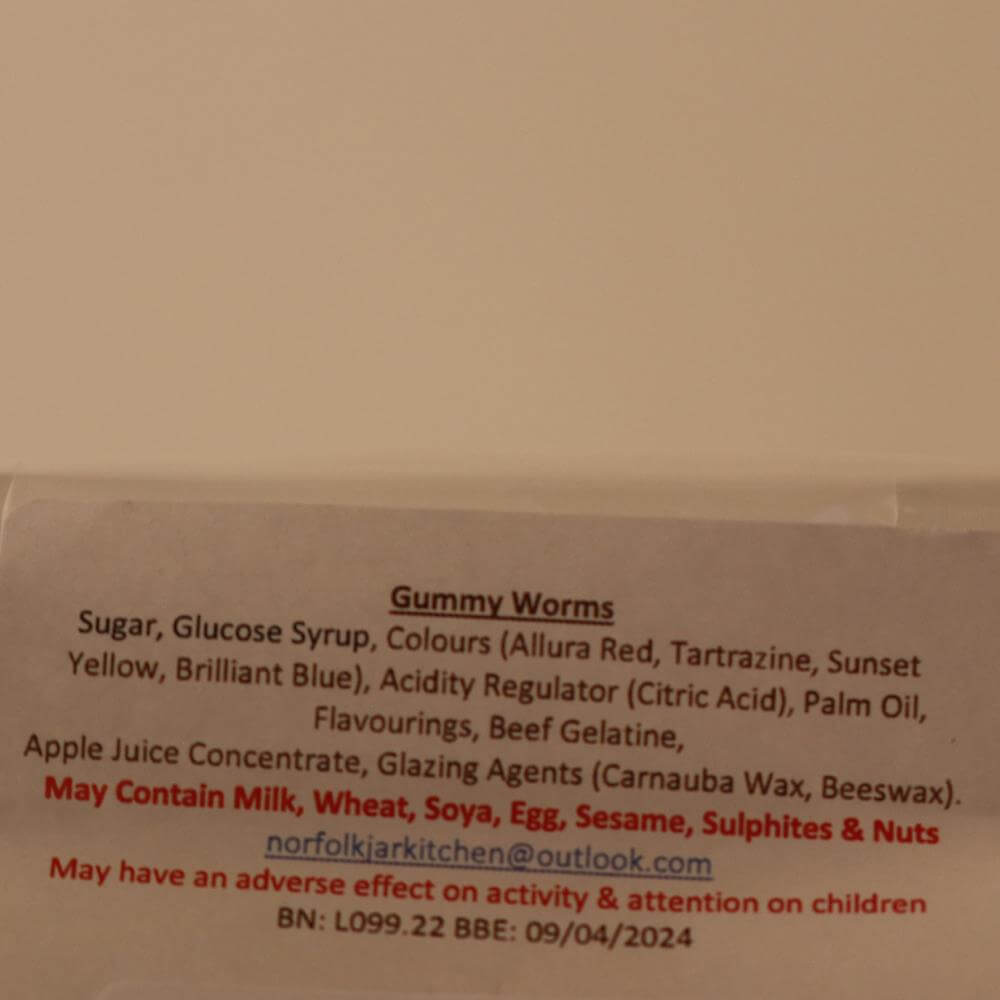 Norfolk Jar Kitchen Gummy Worms Sweet Bag